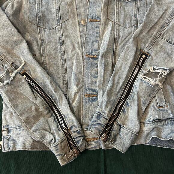 Y2k forever 21 distressed denim jacket - Picture 2 of 7